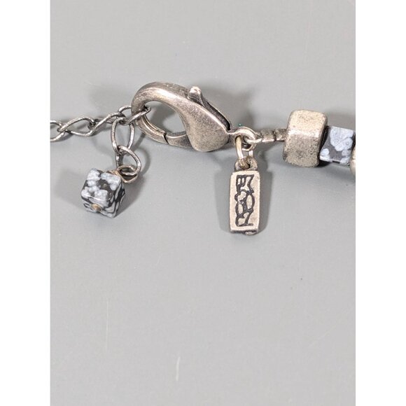 Gray Black Square Stone Cube Beaded Necklace 18" - Picture 6 of 9